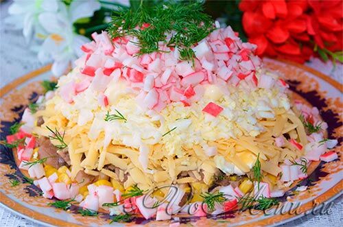Рецепт салата с крабовыми палочками Рецепт салата с крабовыми палочками