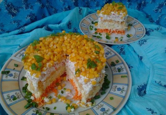 Салат «Кудрявый» с морковью и крабовыми палочками Салат «Кудрявый» с морковью и крабовыми палочками