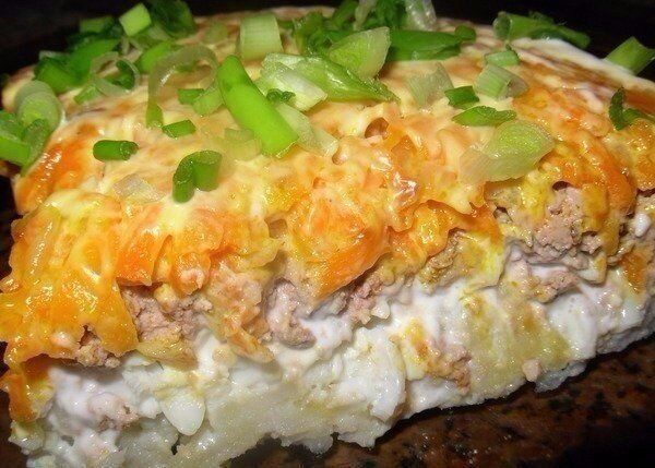 Слоеный салат из свиной печени с картофелем, рецепт с фото Слоеный салат из свиной печени с картофелем, рецепт с фото
